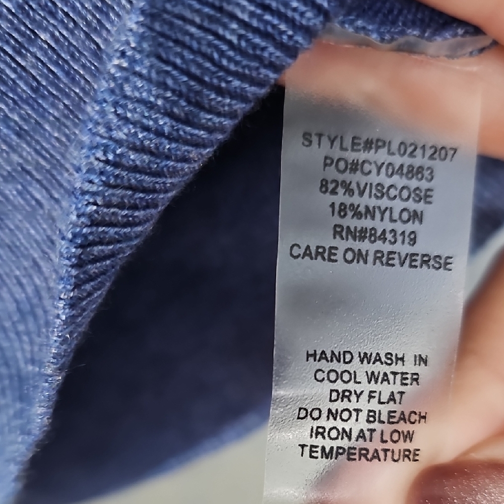 Elegant Women's Cardigan, Denim Heather, M - Picture 4 of 8